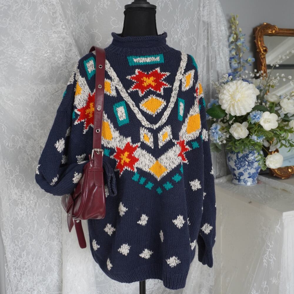 Vintage Marsh Landing Hand Knits Oversized Fair Isle Sweater